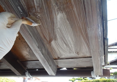 玄関天井突板（つきいた）垂木　アク洗い