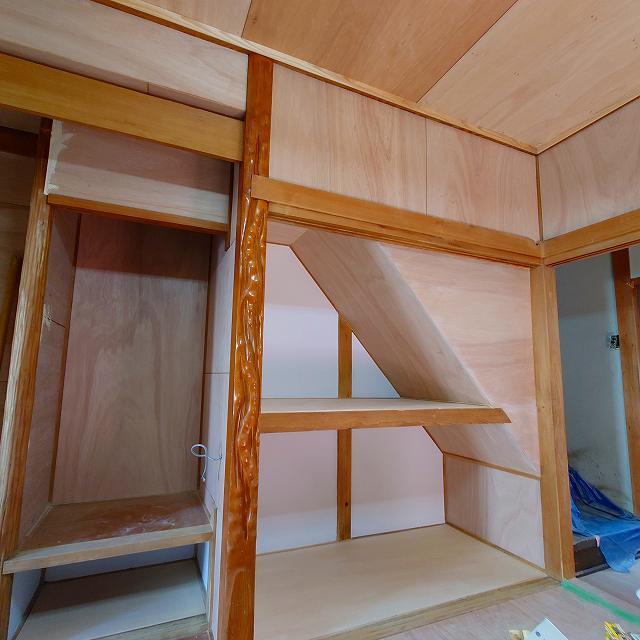 1階和室　押入れ/床の間改修板張替