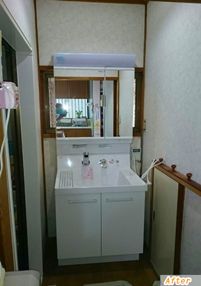 新設洗面台取り付け完了