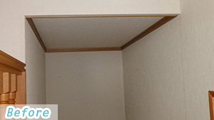 1階廊下、階段、2階廊下 天井・壁クロス張替工事 現状